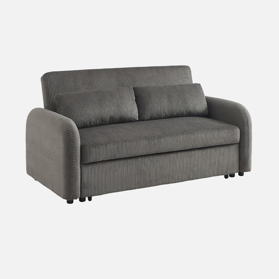 Canapé convertible arrondi 2 places velours côtelé l 168 x p 90 x h 88cm - lino