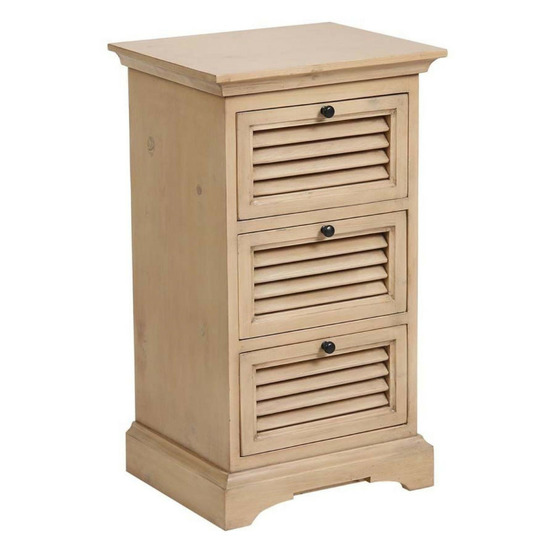 Table de chevet 3 tiroirs bois naturel - vénitiennes interior's