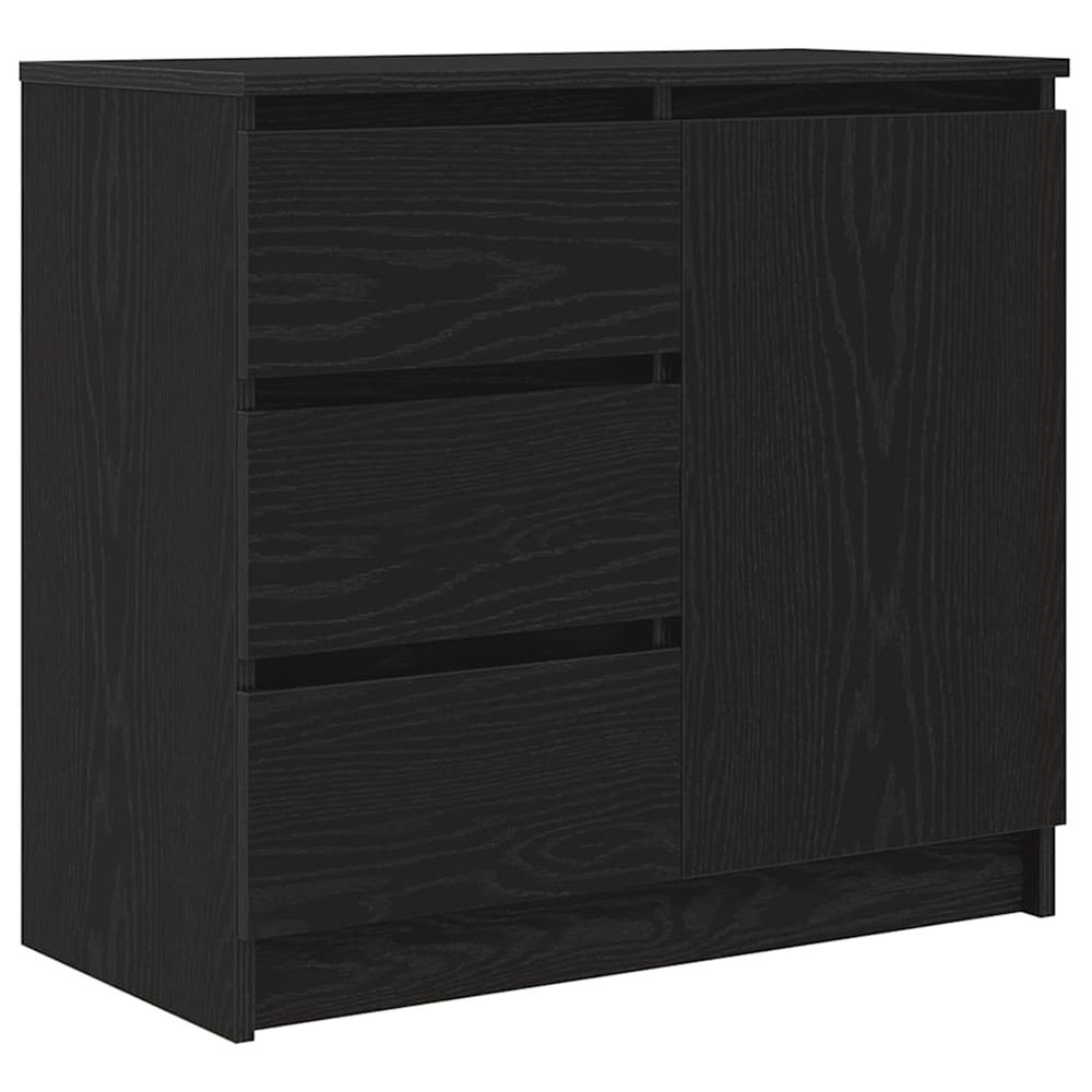 Buffet avec tiroir chêne noir 71x35x65 cm bois d'ingénierie
