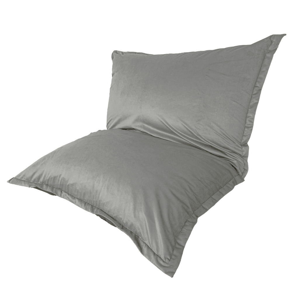 Pouf intérieur xxl housse en velours gris clair 190x155cm