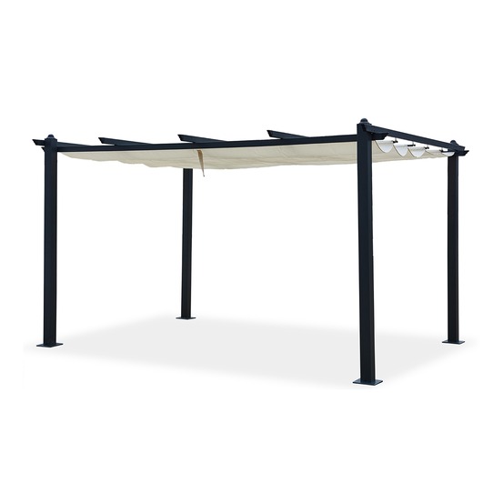 Pergola auto-portée 3 x 4 m avec toile rétractable beige nila