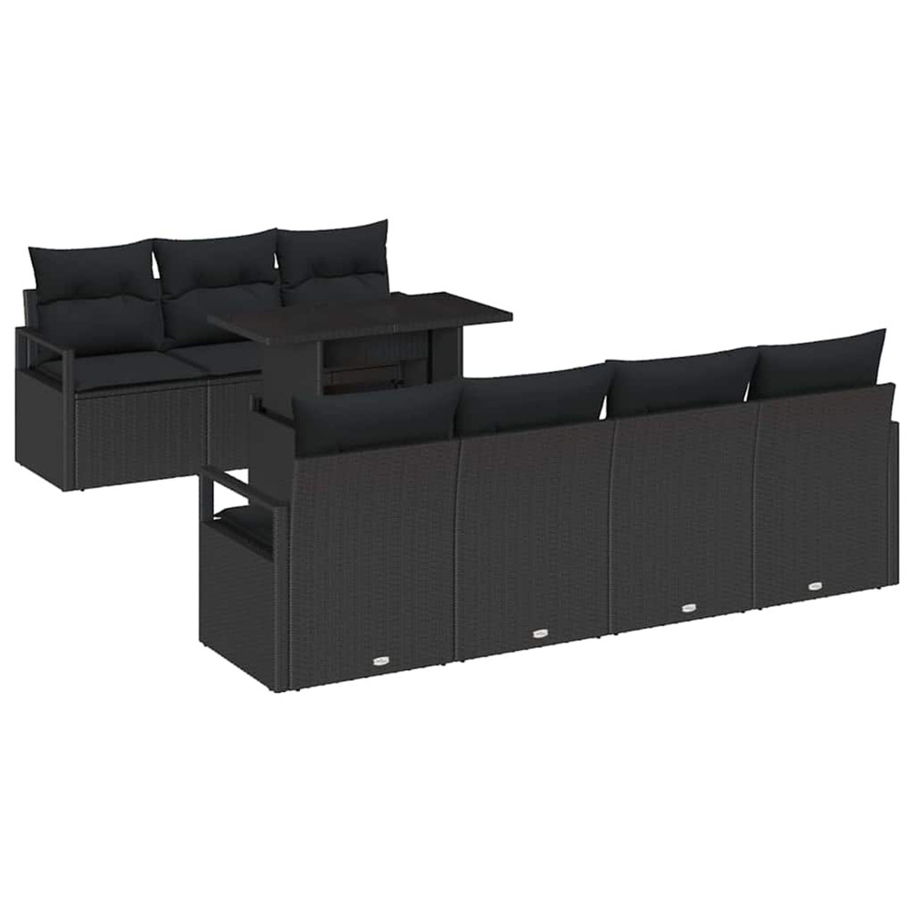 Ensemble de canapé de jardin avec stockage 8 pcs noir polyrotin