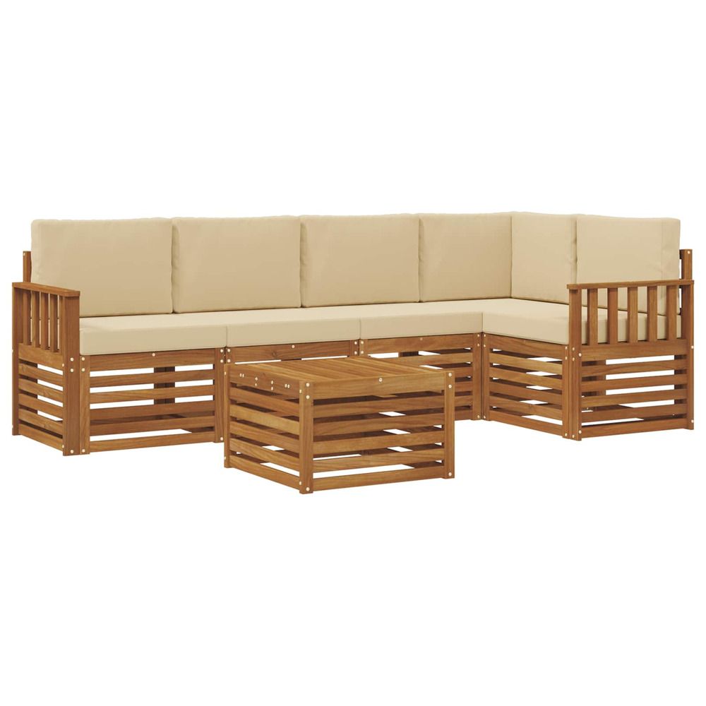 Ensemble de canapés d'extérieur 6 pc naturel et beige polyester