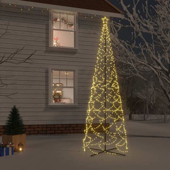 Sapin de noël cône zigzag 1400 led pour jardin extérieur blanc chaud 500 cm