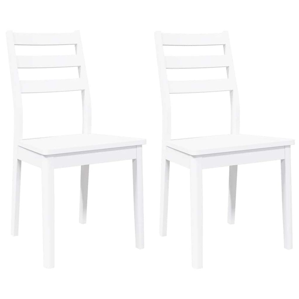Chaises à manger 2 pcs blanc bois massif caoutchouc