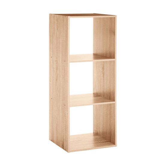 Meuble étagère 3 cases de rangement effet chêne naturel h 100.5 cm