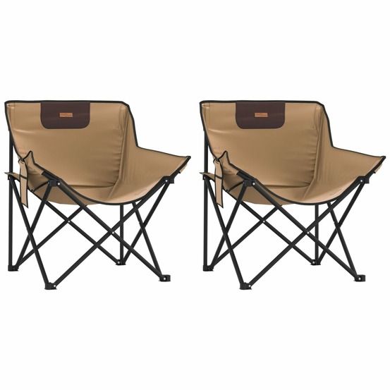 Chaise de camping avec poche pliable lot de 2 marron