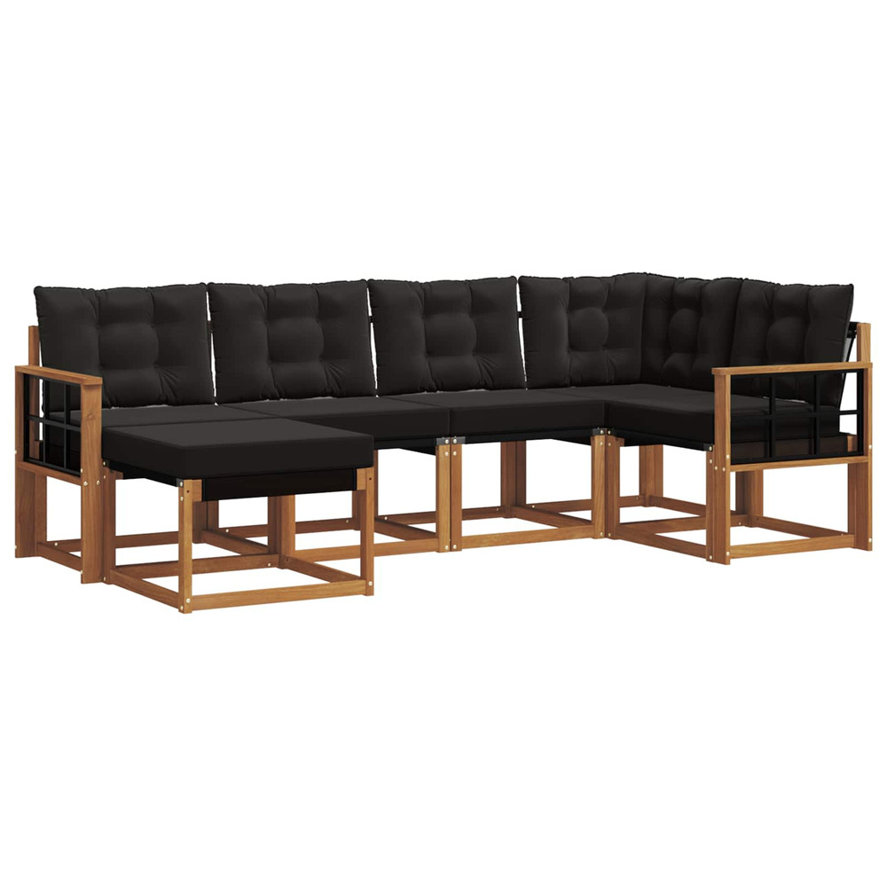 Ensemble de canapés d'extérieur 6 pcs naturel et noir