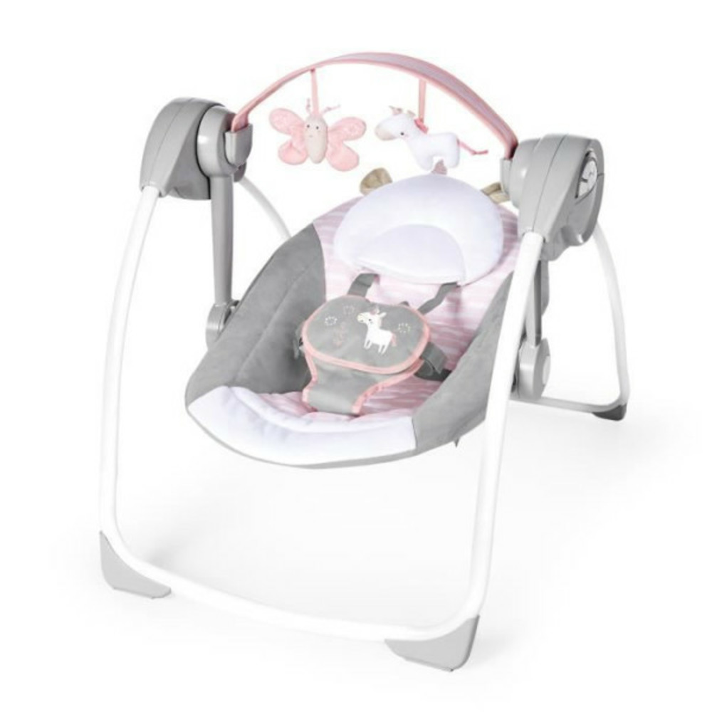 Transat bébé balancelle électrique pliable - flora - arche, jouets amovible, réglages balancement, minuterie, incl