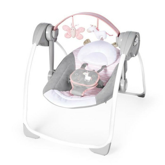 Transat bébé balancelle électrique pliable - flora - arche, jouets amovible, réglages balancement, minuterie, incl