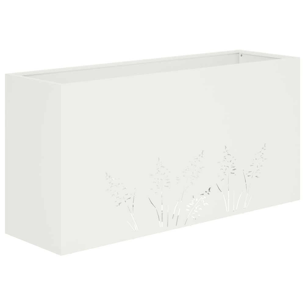 Cache-pot de jardin blanc 100 x 30 x 49 cm acier laminé à froid