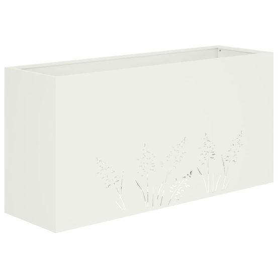 Cache-pot de jardin blanc 100 x 30 x 49 cm acier laminé à froid