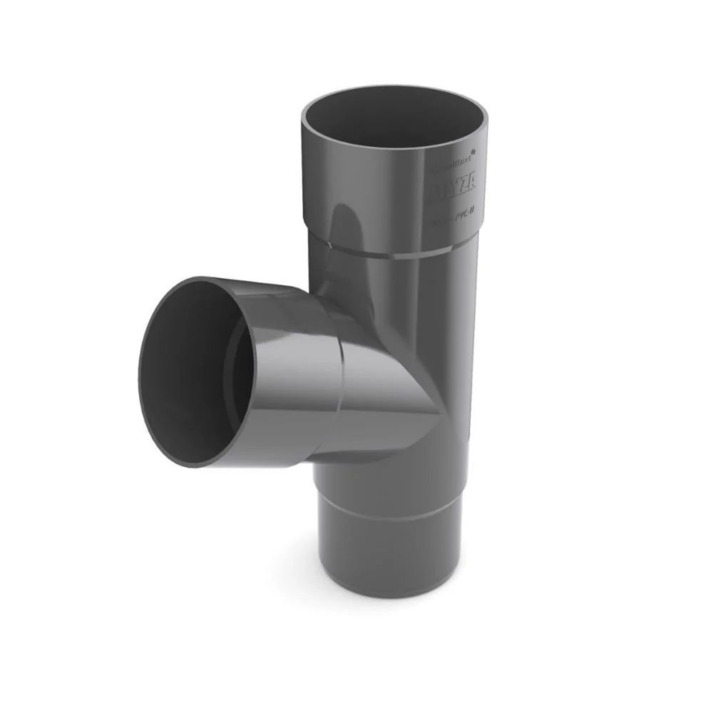 Té de gouttière graphite 63mm, raccord de chéneau