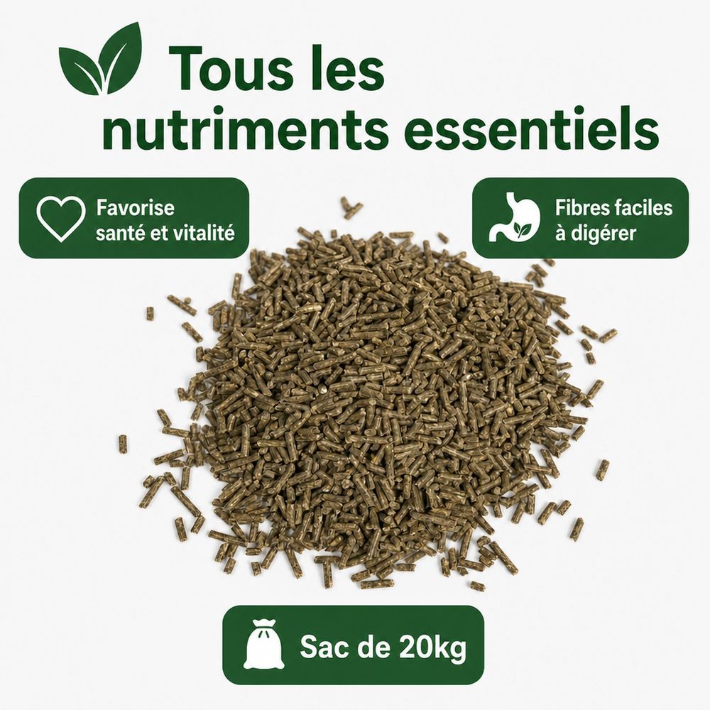 Aliment lapin 20kg, nourriture complète pour lapins, pellets