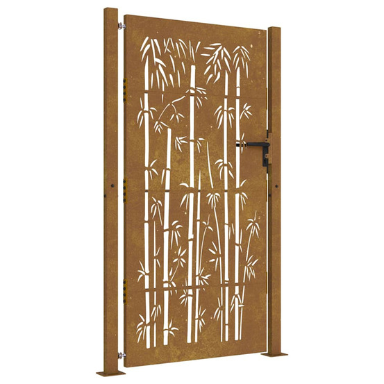 Portail de jardin 100x200 cm en acier corten et bambou
