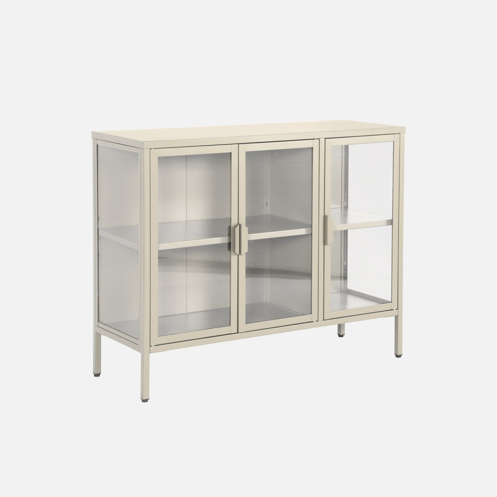 Buffet industriel métal et verre trempé 3 portes 100cm - arkansas