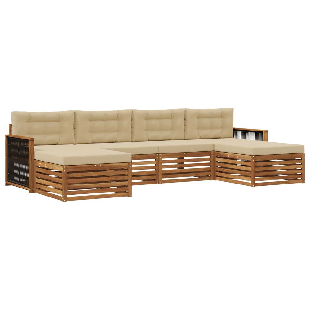 Ensemble de canapés d'extérieur 6 pc bois d'acacia massif