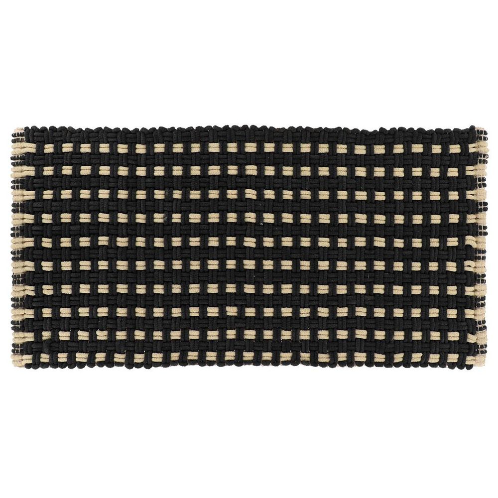 Tapis de bain caroll en microfibre et coton effet maille 45 x 90 cm noir