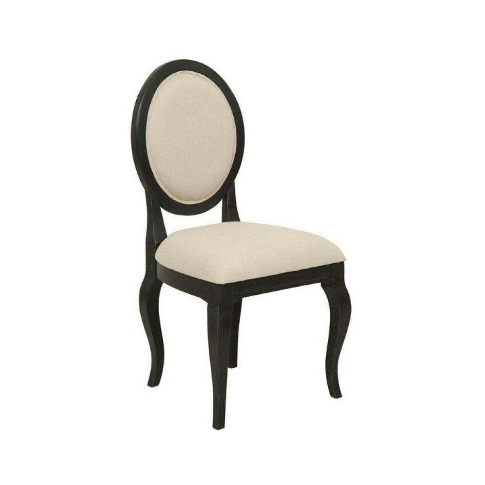 Lot de 2 chaises médaillon bois noir - manoir interior's