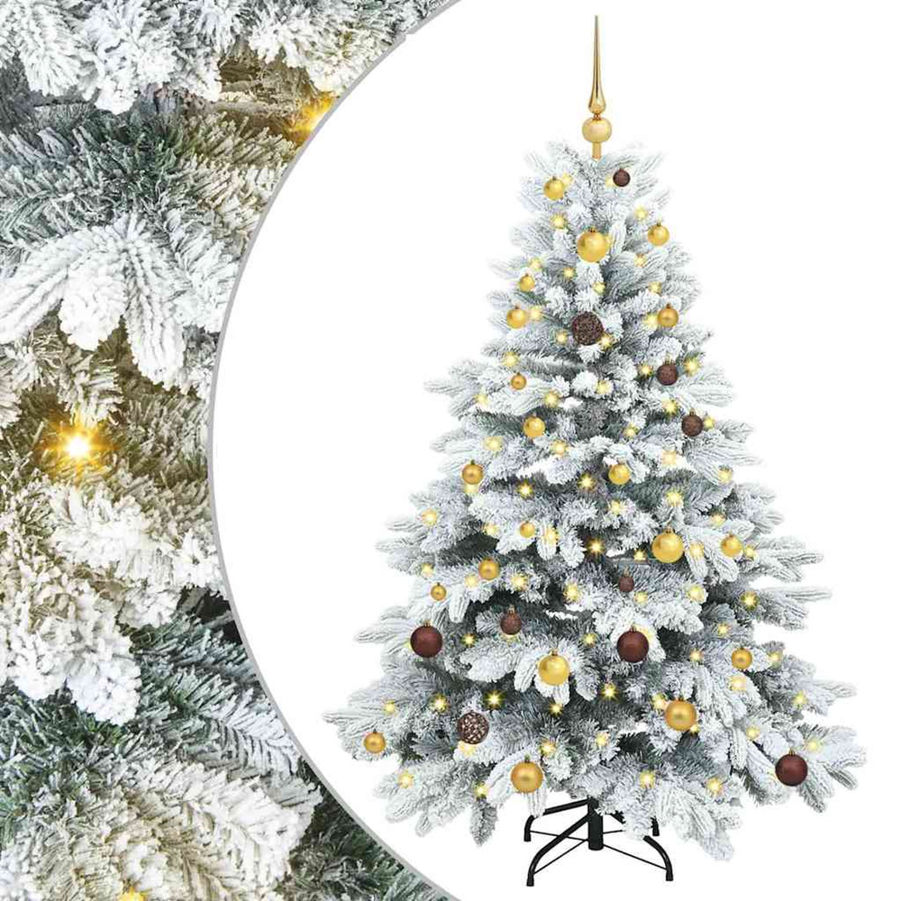 Sapin de noël artificiel avec 150 led blanc 150 cm pe et pvc