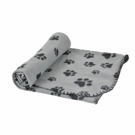Plaid polaire imprimé pattes de chien - gris et noir