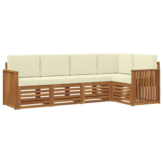 Ensemble de canapés d'extérieur 5 pc naturel et crème polyester