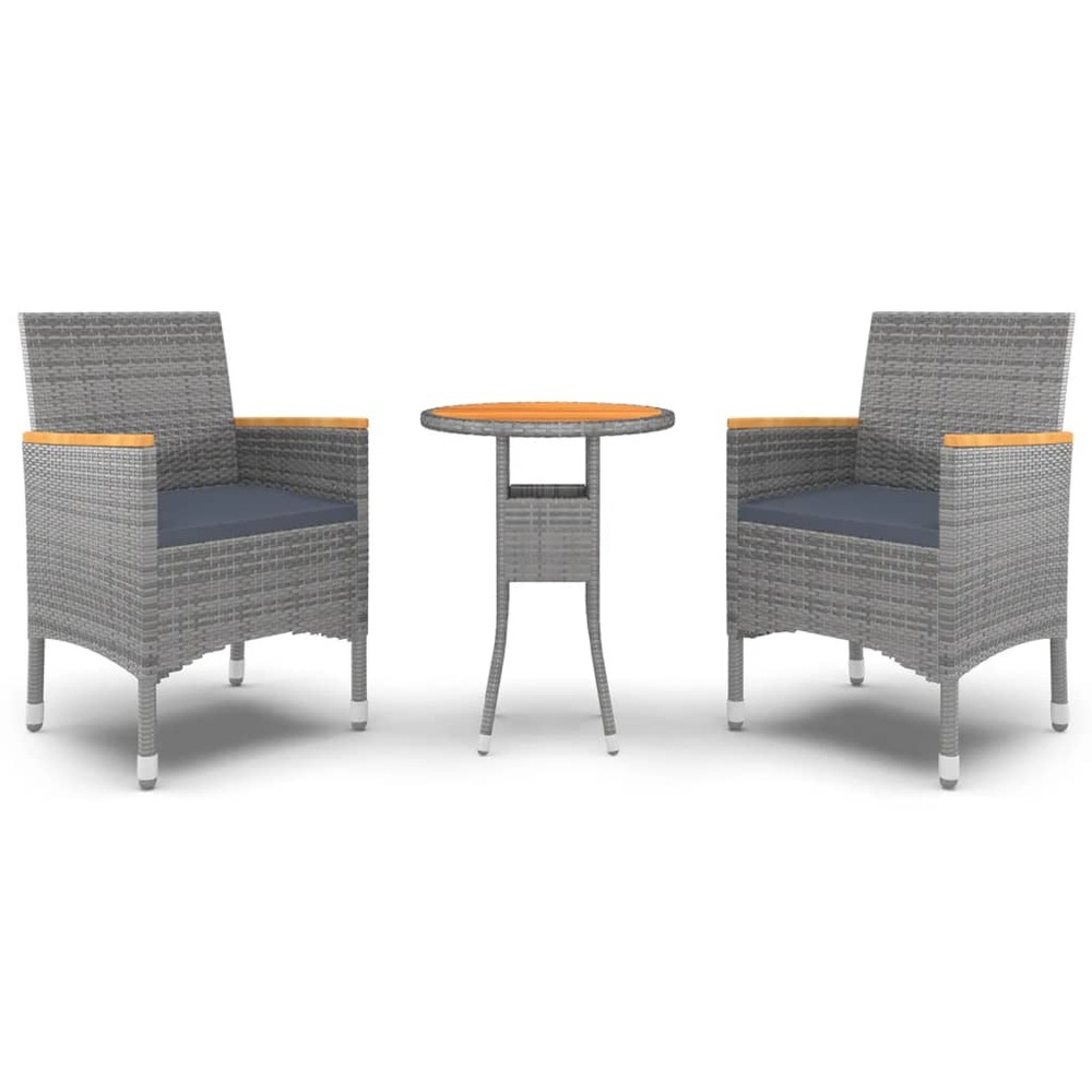Ensemble à manger de jardin 3 pcs résine tressée gris