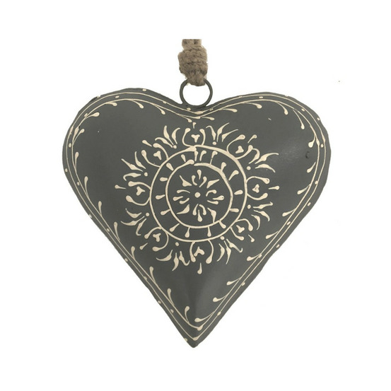 Objet décoratif original jardin coeur en métal gris ø.15 cm