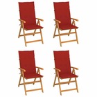 Chaises de jardin 4 pcs avec coussins rouge bois de teck massif