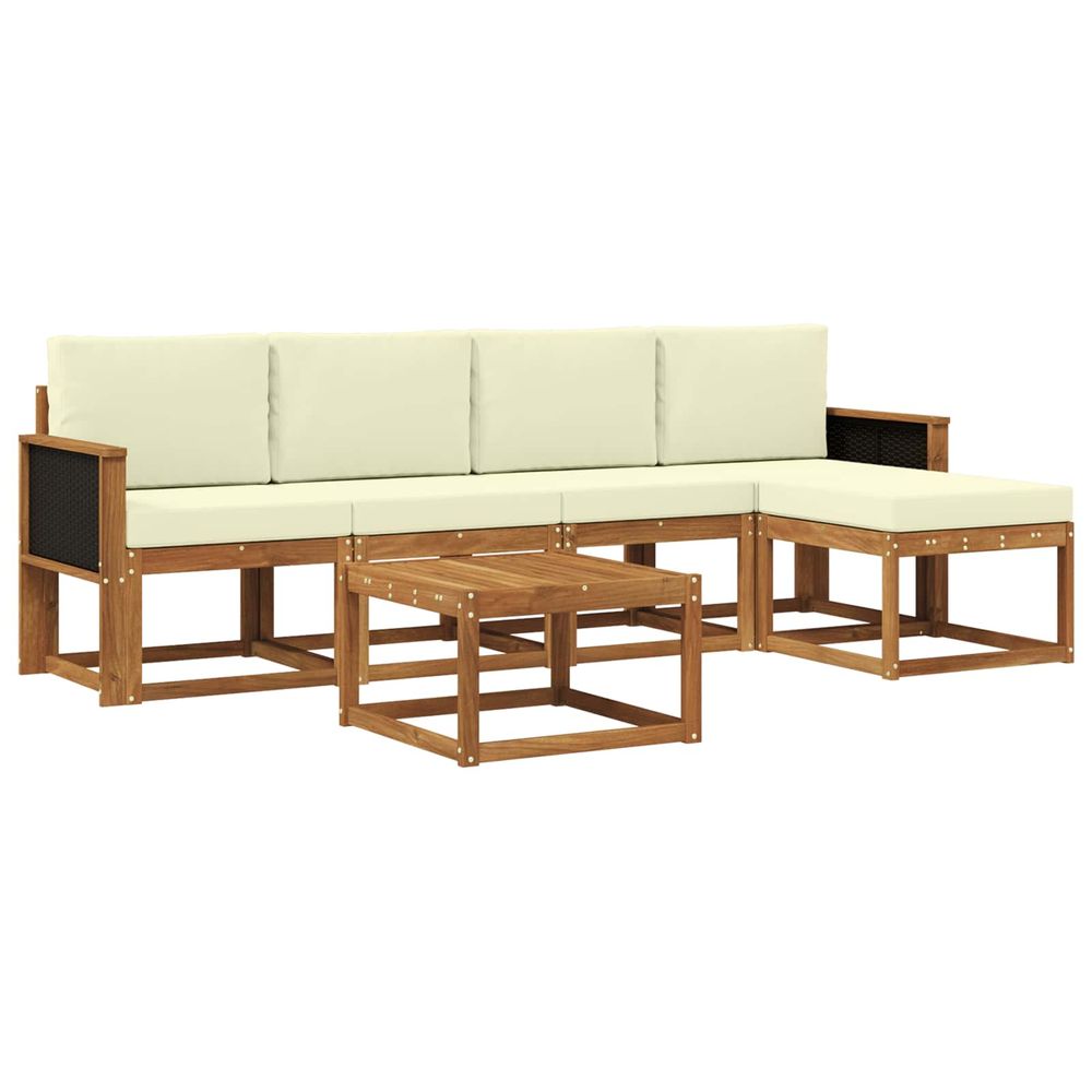 Ensemble de canapés d'extérieur 6 pc naturel et crème polyester