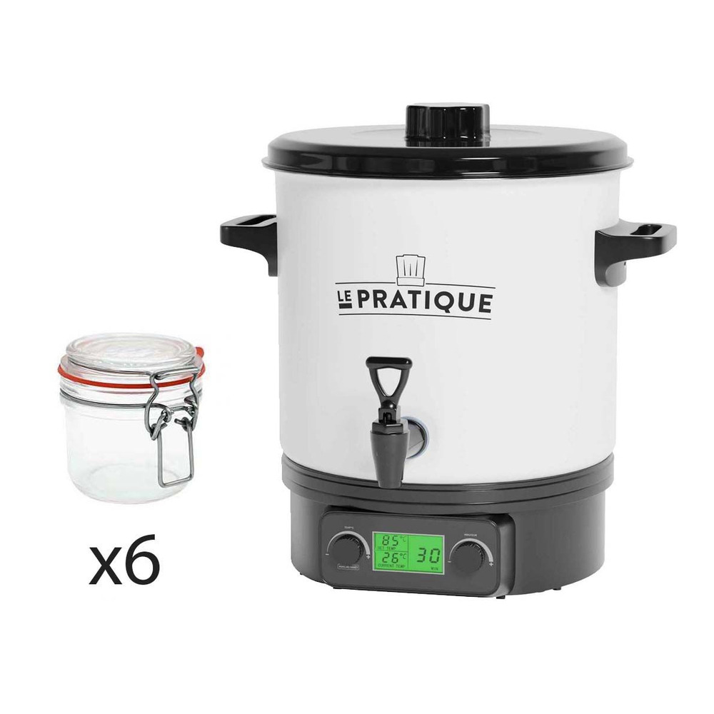 Stérilisateur automatique en émail écran lcd avec 6 bocaux stérilisateur + 6 boc