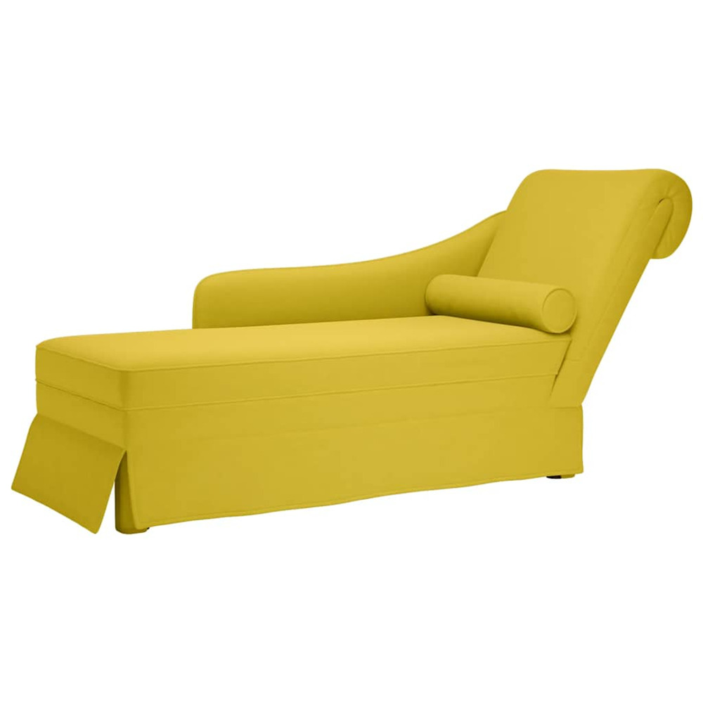 Fauteuil long avec traversin et accoudoir droit jaune velours