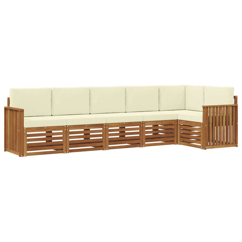 Ensemble de canapés d'extérieur 6 pc naturel et crème polyester
