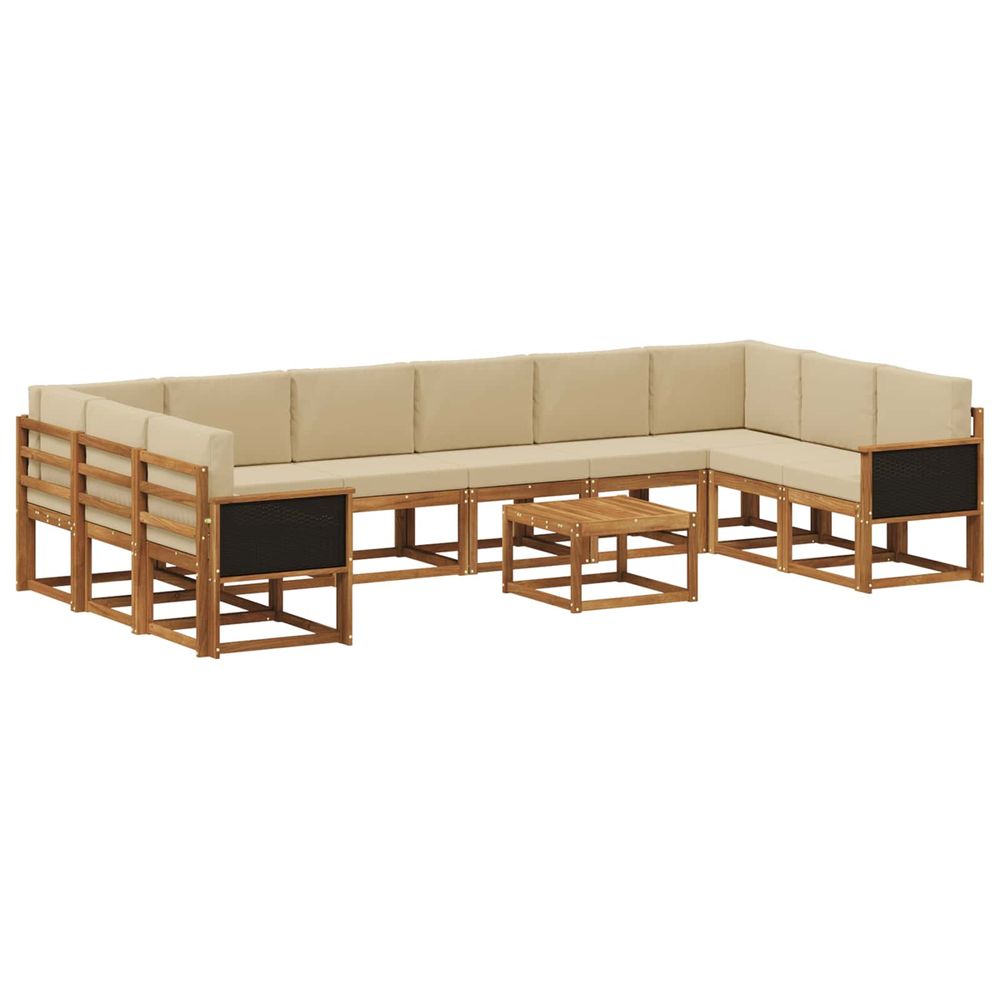 Ensemble de canapés d'extérieur 11 pc naturel et beige