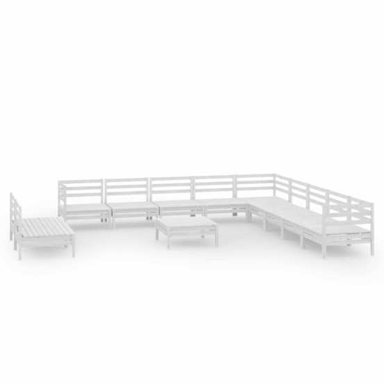 Salon de jardin 12 pcs bois de pin massif blanc