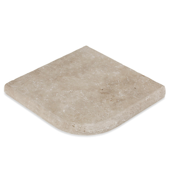 Margelle angle sortant travertin beige nuancé 33x33x5 cm bord 1/2 rond (à l'unité) - ro'ma nature
