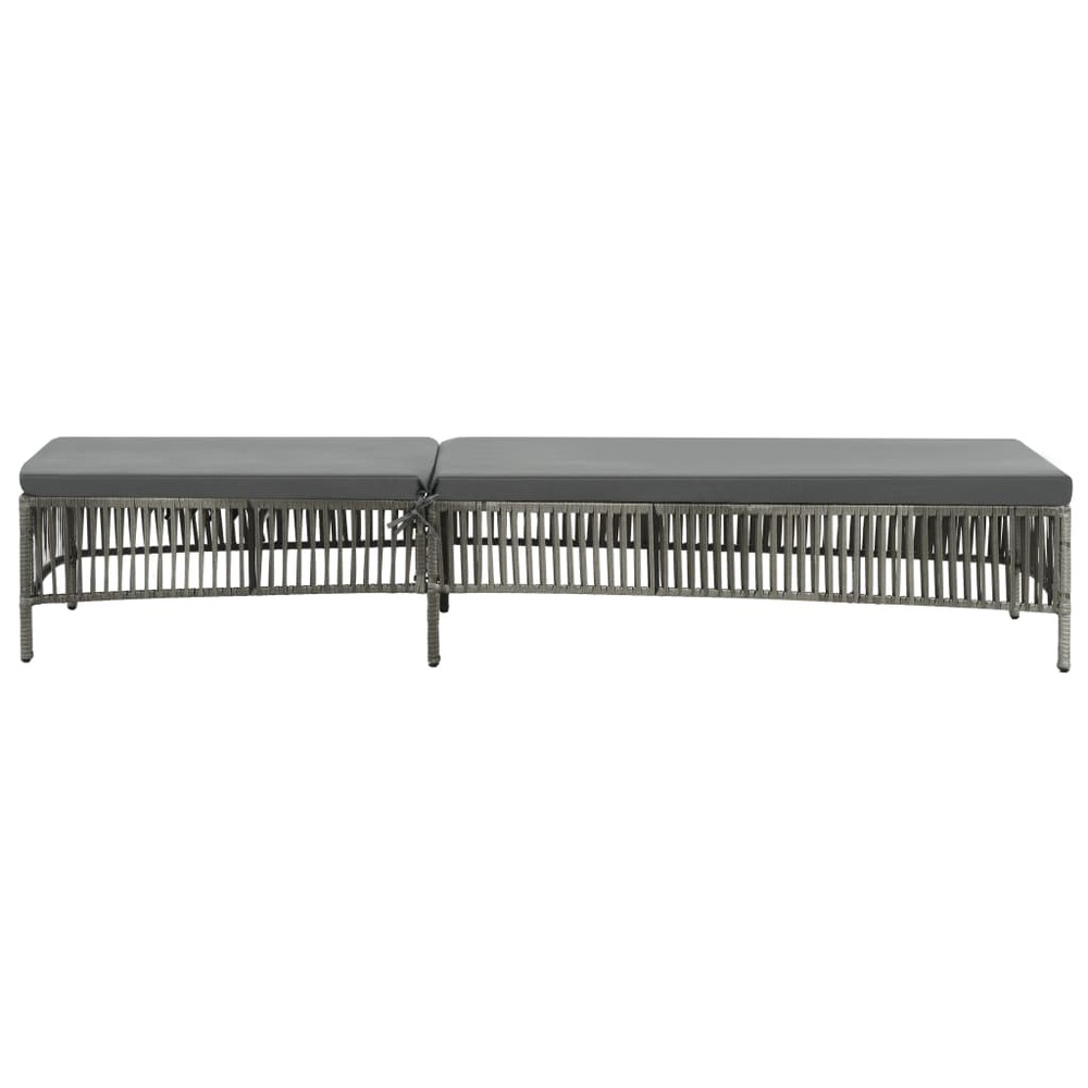 Chaise longue avec coussin résine tressée gris