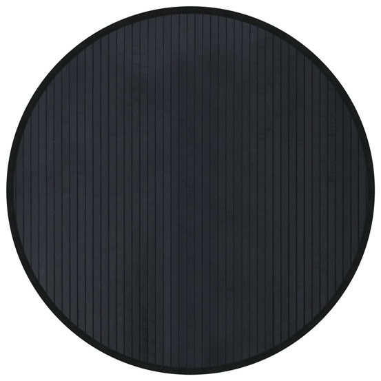 Tapis rond noir 80 cm bambou
