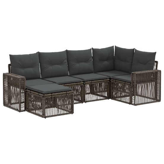 Ensemble de canapé de jardin 6 pc gris et gris foncé polyrotin