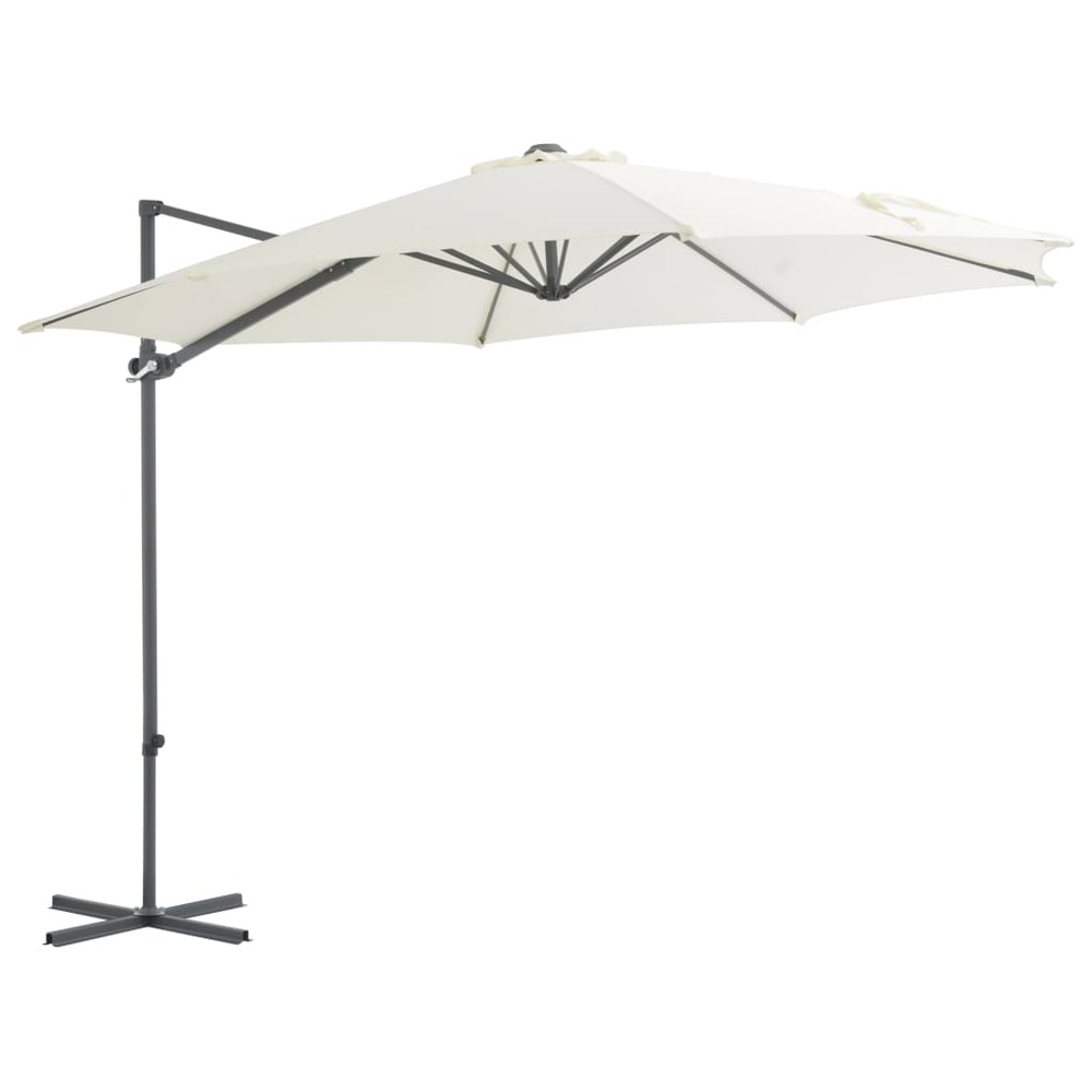 Parasol de jardin en porte-à-faux avec mât en acier sable
