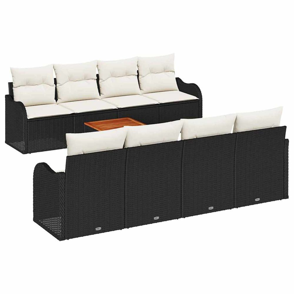 Ensemble de canapé de jardin 9 pc noir polyrotin