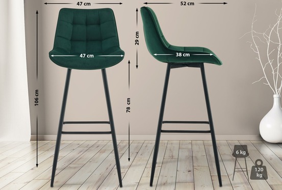 Tabouret de bar dartford velours