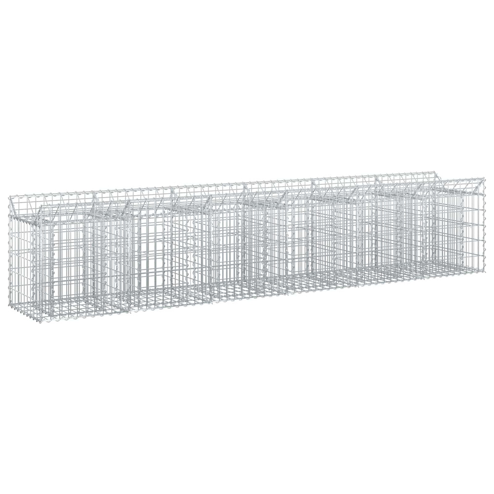 Lit surélevé gabion 2 pcs argenté 300 x 50 x 60 cm