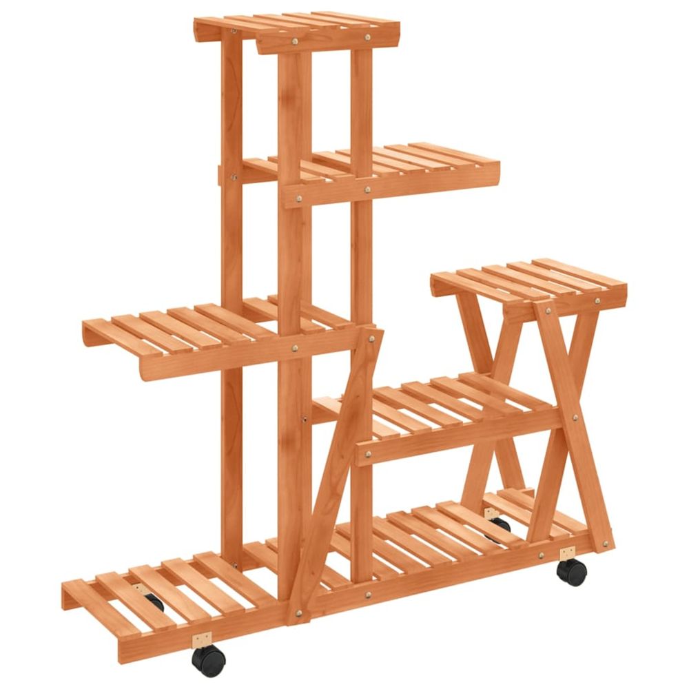 Support à fleurs avec roues 95x25x101 cm bois massif de sapin