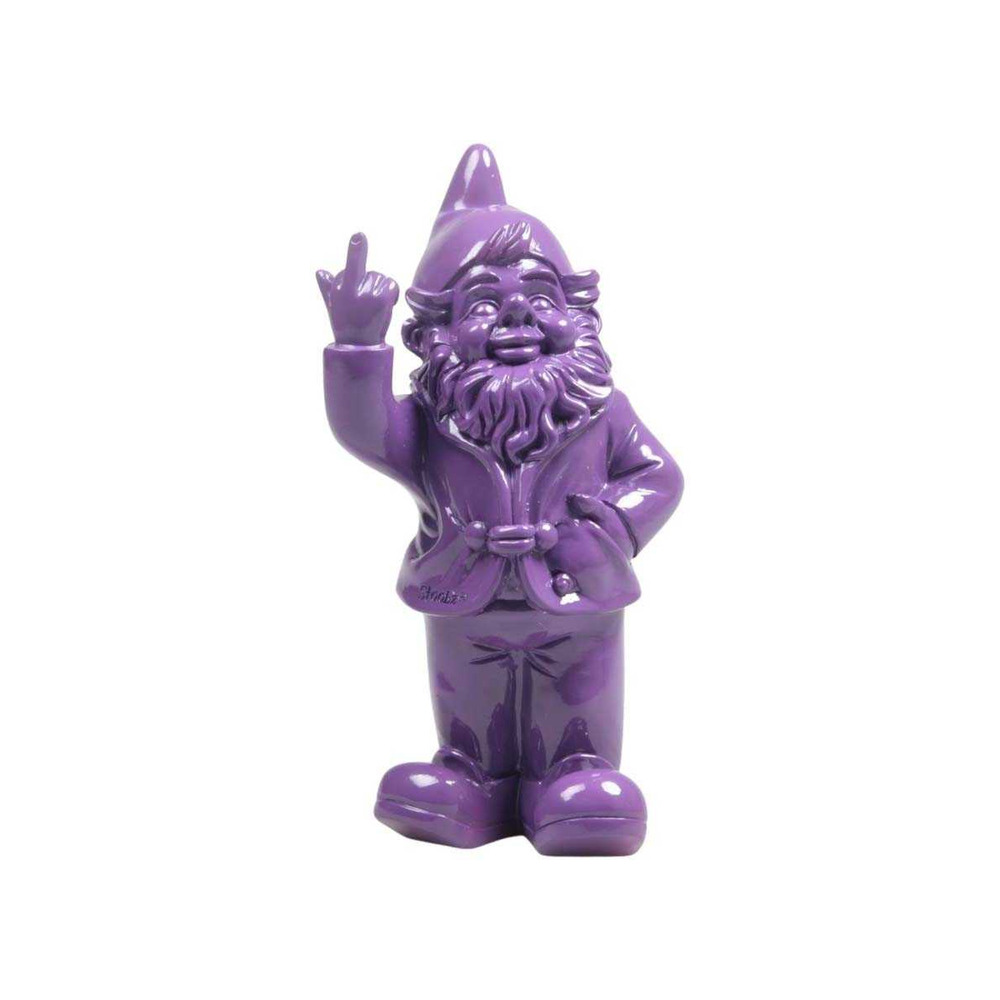 Nain de jardin en résine doigt d'honneur 7 x 8 x 20 cm violet