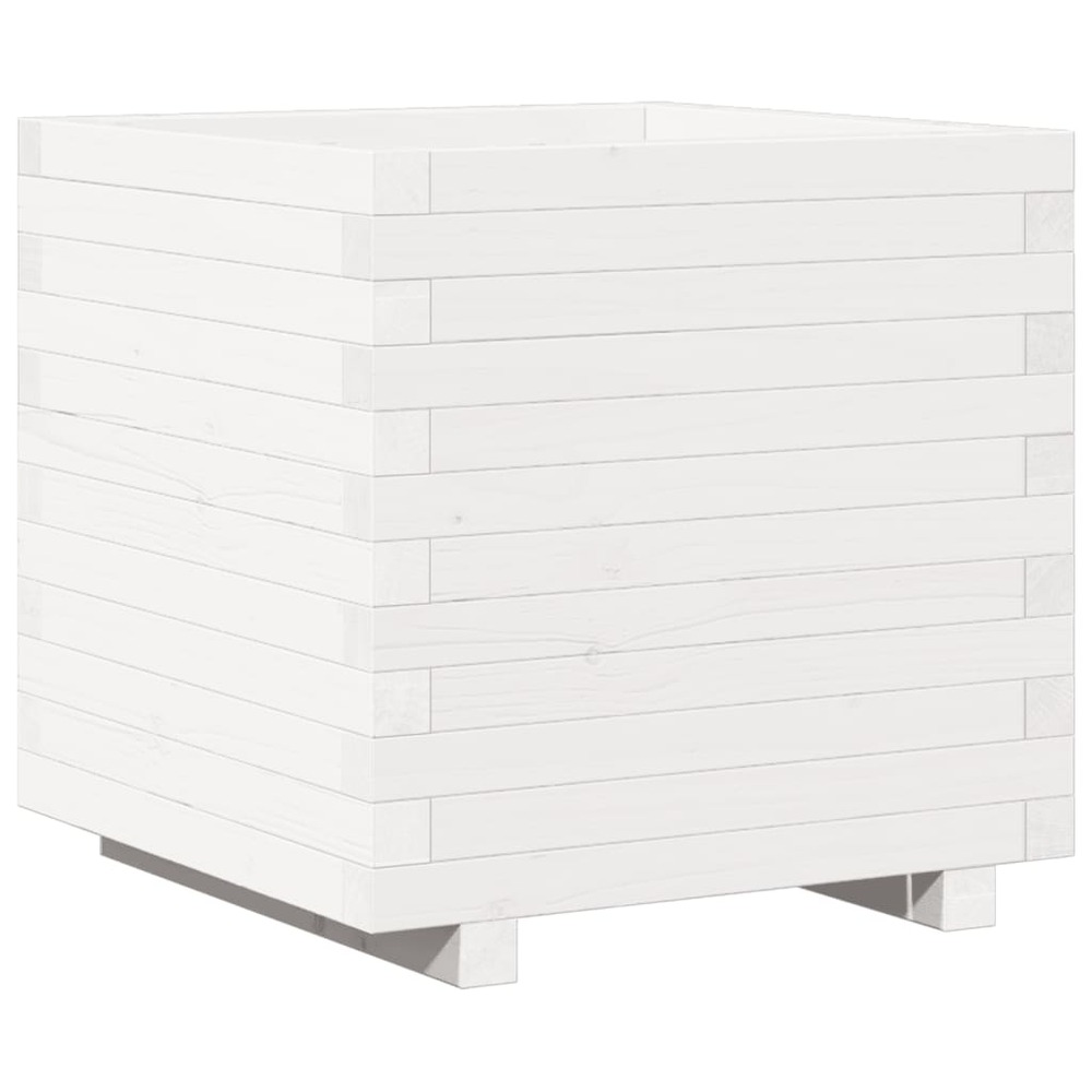 Jardinière bac lit surélevé plantes fleurs terrasse jardin 50 x 50 x 49,5 cm bois de pin massif blanc