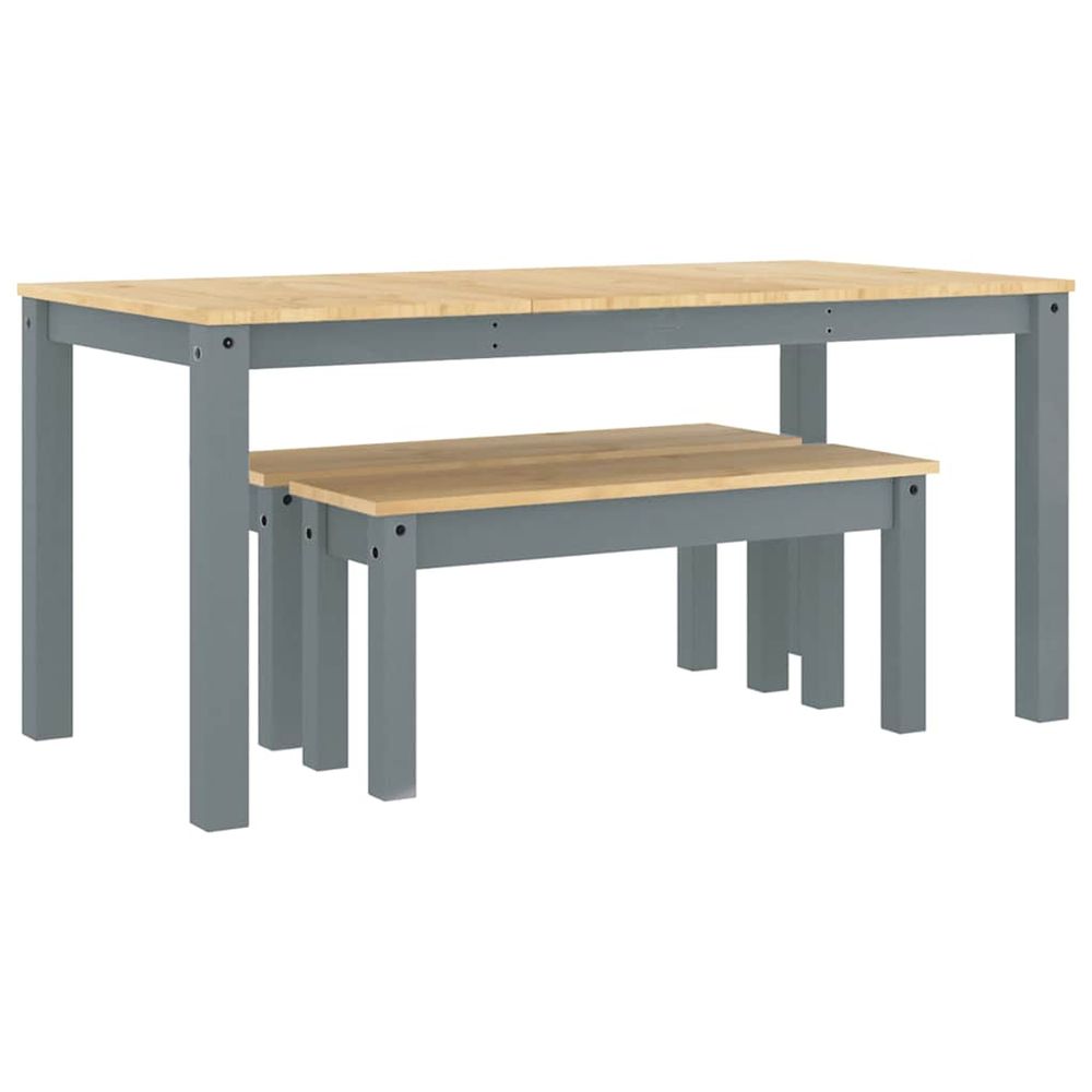 Ensemble à manger panama 3 pcs gris bois de pin massif