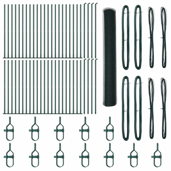 Clôture avec poteaux vert 1.2 x 100 m acier recouvert de pvc