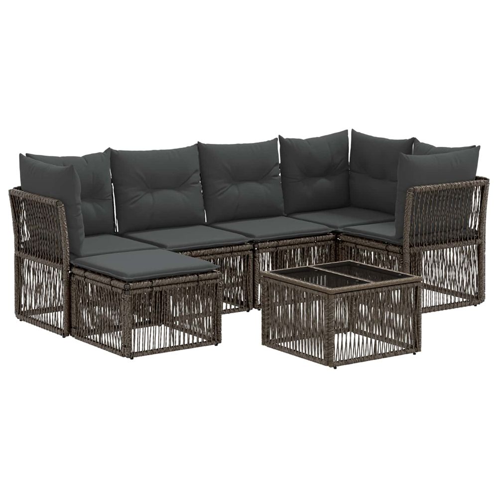Ensemble de canapé de jardin 7 pc gris polyrotin