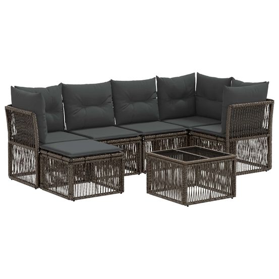 Ensemble de canapé de jardin 7 pc gris polyrotin